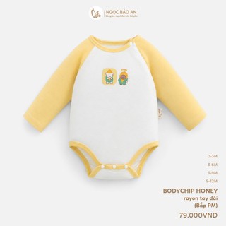 Honey (0-12M) Bộ bodychip sơ sinh tay dài 6 họa tiết đáng yêu chất Rayon thoáng mát thấm hút tốt