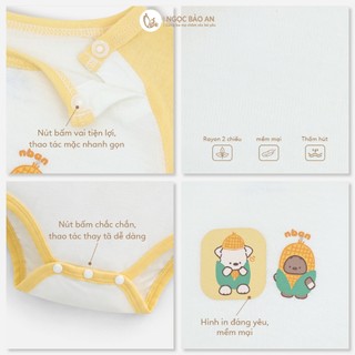 Honey (0-12M) Bộ bodychip sơ sinh tay dài 6 họa tiết đáng yêu chất Rayon thoáng mát thấm hút tốt