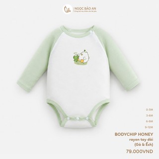 Honey (0-12M) Bộ bodychip sơ sinh tay dài 6 họa tiết đáng yêu chất Rayon thoáng mát thấm hút tốt
