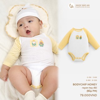 Honey (0-12M) Bộ bodychip sơ sinh tay dài 6 họa tiết đáng yêu chất Rayon thoáng mát thấm hút tốt