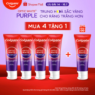 Bộ 4 Kem Đánh Răng Colgate trắng răng Optic White Purple 100g công nghệ sắc tím, trung hòa ố vàng tức thì