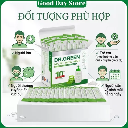 Muối rửa mũi xoang Dr green,Rửa mũi cho bé và người lớn,Hiệu quả với mũi dị ứng,xoang