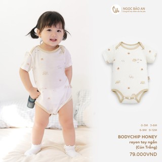 Honey (0-12M) Bộ bodychip sơ sinh cộc tay họa tiết đáng yêu chất Rayon thoáng mát thấm hút mồ hôi.