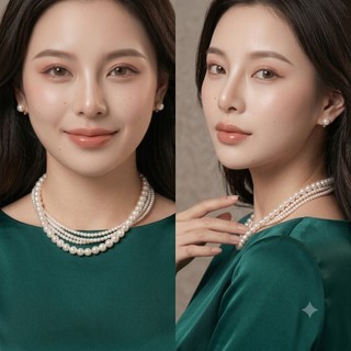 [ DAISYN ] N564 dây chuyền hạt ngọc nhân tạo đá nhân tạo bóng đẹp 3 sợi hạt ngọc hạt trai 8mm-4mm xinh xắn cho nữ