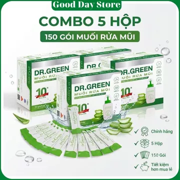 COMBO Muối Rửa Mũi Dr Green Chính Hãng | Muối Biển Nha Đam Dùng Với Bình Rửa Mũi, Vệ Sinh Mũi
