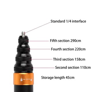 [KTP] gậy selfie sợi carbon 3m cho insta360 & camera hành động, cực mở rộng có thể điều chỉnh