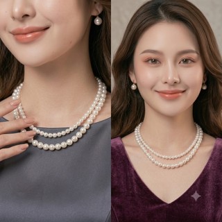 [ DAISYN ] N400 vòng cổ hạt Trai, dây chuyền hạt ngọc nhân tạo đá dây chuyền mang áo dài 2 sợi kiểu dáng