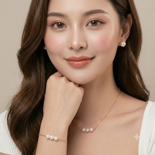 [ DAISYN ] N590 dây chuyền titan sợi mảnh 3 hạt ngọc 6mm hạt trai hạt ngọc nhân tạo đá nhân tạo bóng đẹp, đều màu