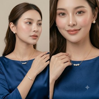 [ DAISYN ] N590 dây chuyền titan sợi mảnh 3 hạt ngọc 6mm hạt trai hạt ngọc nhân tạo đá nhân tạo bóng đẹp, đều màu