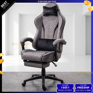 Ghế gaming công thái học bọc nệm mềm , làm việc chơi game , Chính hãng AVENTA - Da Pu hoàn thiện cao cấp không nhăn