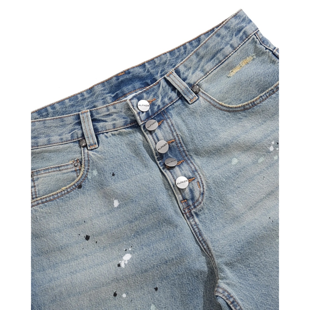 QUẦN "ALFAER" PAINT SPLATTER STRAIGHT BLUE WASHED JEANS | BigBuy360 - bigbuy360.vn