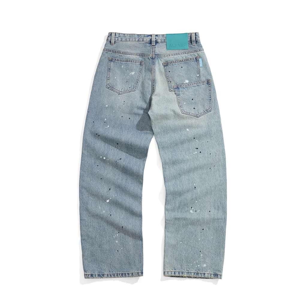 QUẦN "ALFAER" PAINT SPLATTER STRAIGHT BLUE WASHED JEANS | BigBuy360 - bigbuy360.vn