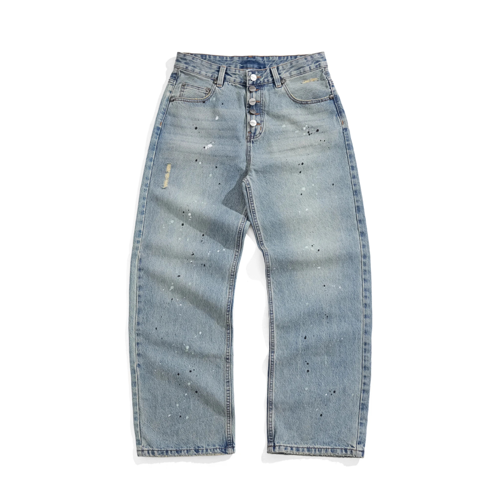 QUẦN "ALFAER" PAINT SPLATTER STRAIGHT BLUE WASHED JEANS | BigBuy360 - bigbuy360.vn