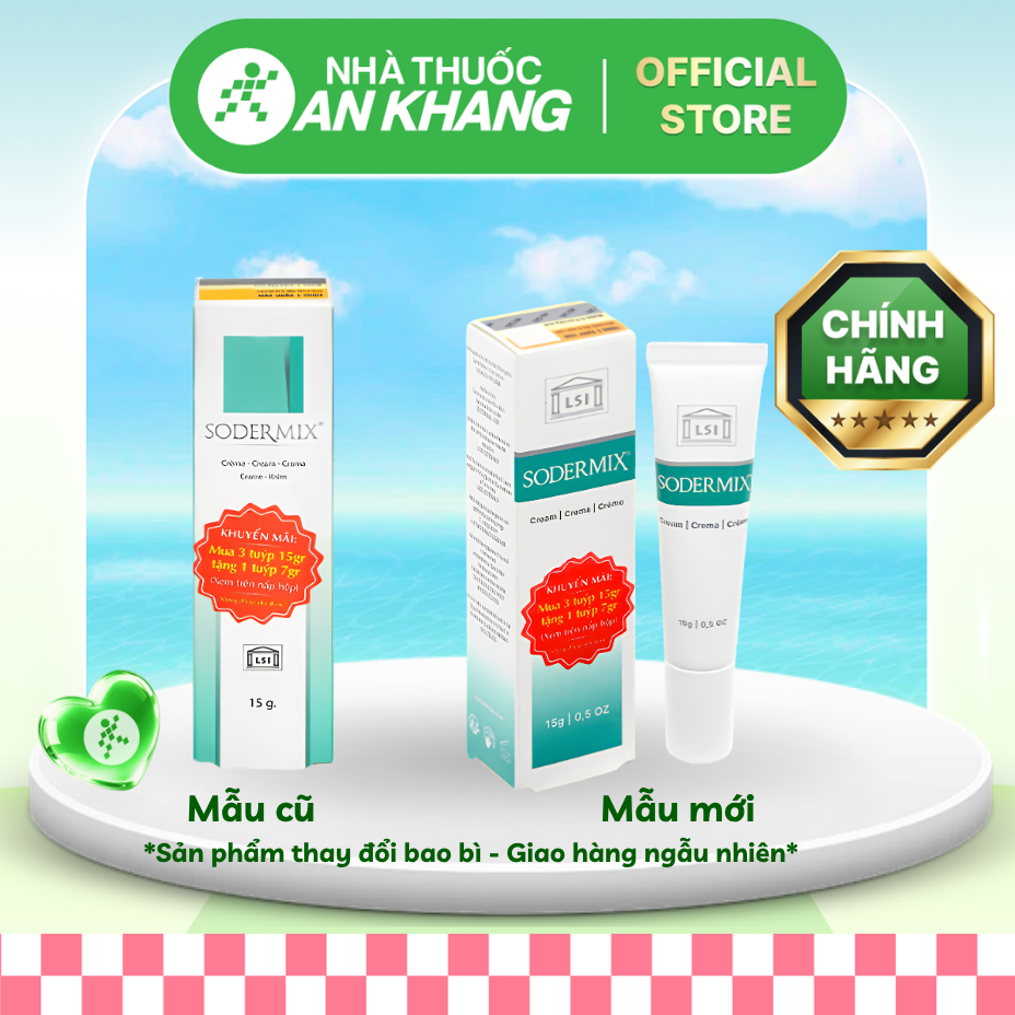 Kem bôi Sodermix hỗ trợ viêm da cơ địa, Chàm Ngứa (Eczema), Tổ Đỉa 15g [Nhà Thuốc An Khang - Chính Hãng 100%]