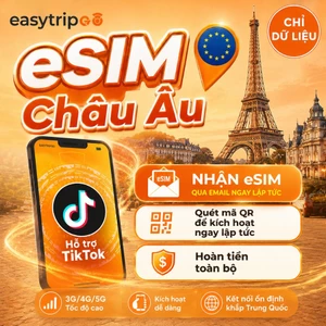 Easytripgo eSIM Châu Âu, dữ liệu roaming không giới hạn | 3-10GB, 3-30 ngày | Kích hoạt bằng mã QR để có dữ liệu du l
