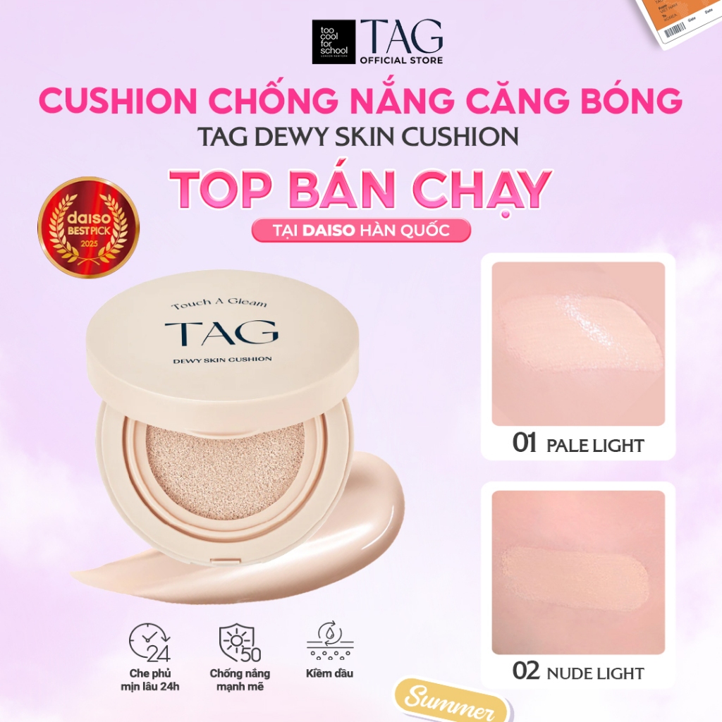 [TAG Việt Nam] Phấn Nước Căng Bóng Mịn Mướt Chống Nắng SPF 50+ PA+++ TAG Dewy Skin Cushion 15g