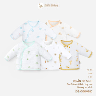 Honey (0-9M) Combo 5 áo sơ sinh chất cotton thoáng mát, mang lại cảm giác dễ chịu cho bé.