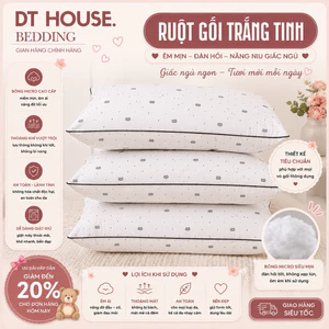 Ruột Gối Đầu Hilton Thêu Vương Miện Sang Trọng - Gối Chống Đau Mỏi Cổ, Êm Ái Độ Đàn Hồi Cao PT House