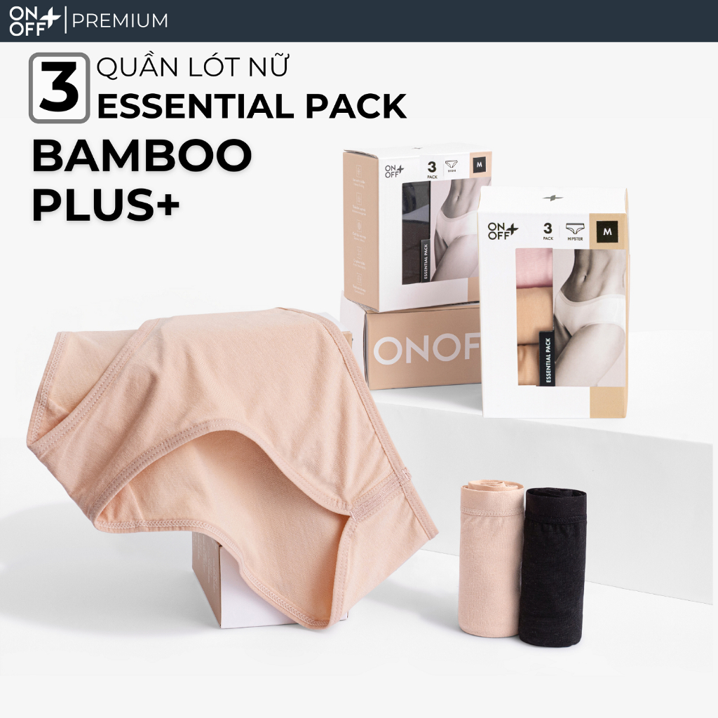 Hộp combo 3 Quần lót nữ Bamboo Plus +  kháng khuẩn Essential pack êm mềm -  ONOFF