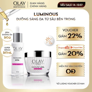Combo Kem Dưỡng 50g + Siêu Tinh Chất Ngừa Lão Hóa OLAY Luminous Niacinamide Kết Hợp AHA 30ml