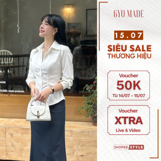 Áo sơ mi nữ dáng ôm GYOMADE® chất Kaki Gold cao cấp – Chiết eo tôn dáng, dày dặn đứng form | GA078