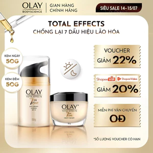 Combo Kem Dưỡng Ngày & Đêm OLAY Total Effects 7in1 Hạn Chế Và Bảo Vệ Da Khỏi 7 Dấu Hiệu Lão Hóa 50G..