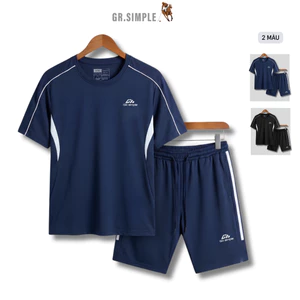 Bộ Thể Thao Nam GR.SIMPLE Vải Poly Coolmax Cao Cấp Co Giãn 4 Chiều, Bộ Quần Áo Hè Nam Cổ Tròn Mặc Nhà Tập Gym Chạy Bộ