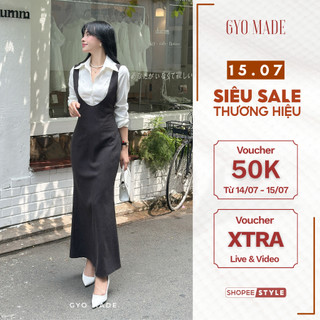 Đầm yếm dáng dài GYOMADE® chất bố tiêu tôn dáng, có lót thun bên trong, co giãn nhẹ | GV032