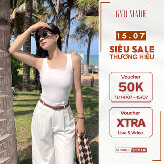 Áo ba lỗ nữ cổ vuông GYOMADE® chất liệu thun cotton 4 chiều co giãn thoải mái | GA043