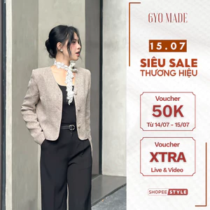 Áo khoác nữ nút tàu GYOMADE® phong cách thanh lịch chất bố mịn 2 lớp có mút đệm vai | GA073