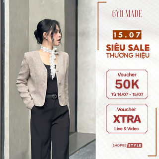 Áo khoác nữ nút tàu GYOMADE® phong cách thanh lịch chất bố mịn 2 lớp có mút đệm vai | GA073