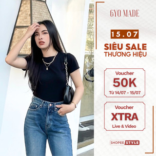 Áo thun nữ basic GYOMADE® cổ tròn tay ngắn, form vừa ôm body tôn dáng | GA005