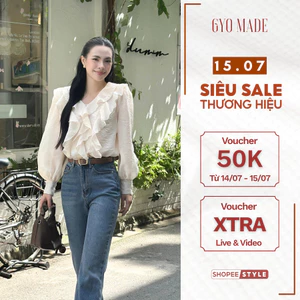 Áo sơ mi nhún cổ bèo GYOMADE® chất voan xước mềm cao cấp không ngứa nóng, có lớp lót trong | GA081