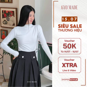 Áo thun cổ lọ GYOMADE® chất liệu thun gân màu đen và trắng | GA030