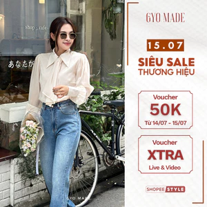 Áo sơ mi cột nơ GYOMADE® chất liệu sợi tơ, may 2 lớp lót lụa habutai phong cách công sở | GA049CF