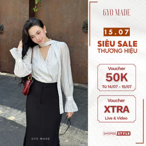 Áo sơ mi cổ V vạt đắp chéo nữ GYOMADE® chất đũi tơ mát, nhăn nhẹ tự nhiên, có lót phía trước | GA093