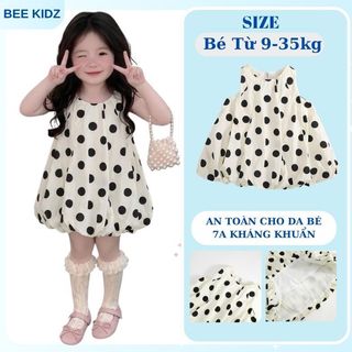 Váy Cho Bé Gái, Váy Chấm Bi Thiết Kế Váy Bí Xinh Xắn Chất Liệu Cotton Mềm Mại Thấm Hút Mồ Hôi