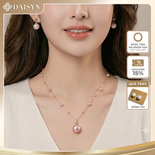 [ DAISYN ] N862 Dây Chuyền Ngọc Trai Nhân Tạo đá màu hồng mặt 14 li dây chuyền sợi mảnh dây chuyền titan Phong Cách đơn