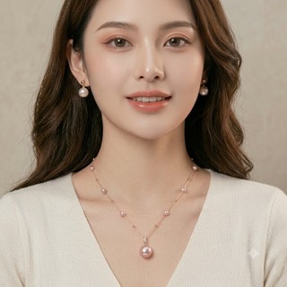[ DAISYN ] N862 Dây Chuyền Ngọc Trai Nhân Tạo đá màu hồng mặt 14 li dây chuyền sợi mảnh dây chuyền titan Phong Cách đơn