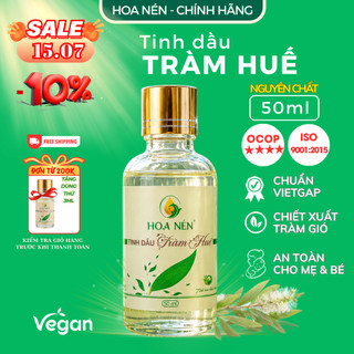 Tinh dầu Tràm Huế nguyên chất 50ml- Hoa Nén - OCOP 4 SAO Chuẩn VietGAP - Massage giữ ấm, tắm bé