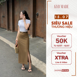 [NEW] Chân váy dài xẻ tà GYOMADE® chất Twill cao cấp, co giãn nhẹ tôn dáng, có lót trong | GV042