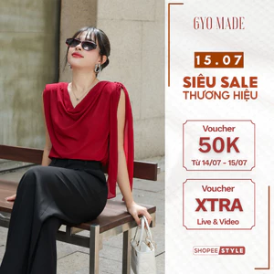 Áo voan độn vai nữ GYOMADE® chất voan Chiffon cao cấp mềm mỏng, form rộng đứng dáng | GA085