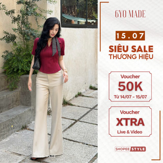 [NEW] Quần kaki nữ Twill dáng loe nhẹ GYOMADE® da mộc, cạp cao tôn dáng thanh lịch | GQ024