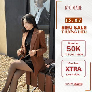 Áo blazer nữ nhung tăm GYOMADE® cao cấp 2 lớp có mút đệm vai, form rộng sang trọng thoải mái | GA095