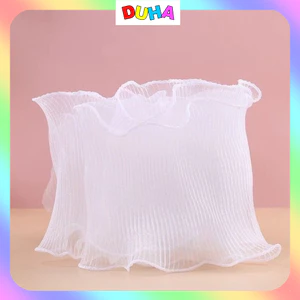 Tấm voan lưới màu trắng và màu hồng quấn thành bánh sinh nhật 1 tầng. Phụ kiện trang trí bánh kem DUHA 089