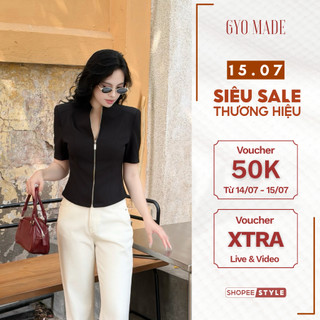 Áo thun kiểu nữ tay ngắn GYOMADE® chất Suit Hàn cao cấp tôn dáng, co giãn nhẹ thanh lịch | GA116