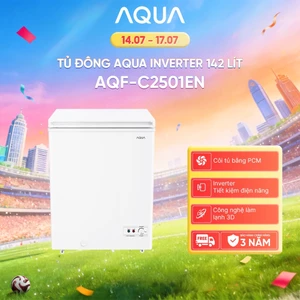 Tủ đông Inverter AQUA 142 lít AQF-C2501EN - Làm lạnh 3D - Dàn lạnh 5 chiều - 1 ngăn đông - Freeship