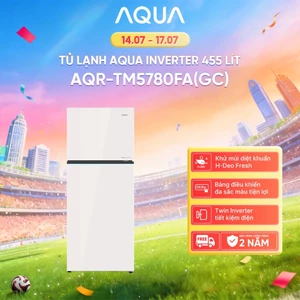 Tủ lạnh AQUA Inverter 455 Lít AQR-TM5780FA(GC) - Mặt gương trắng kem - Bảo hành 2 năm - Freeship