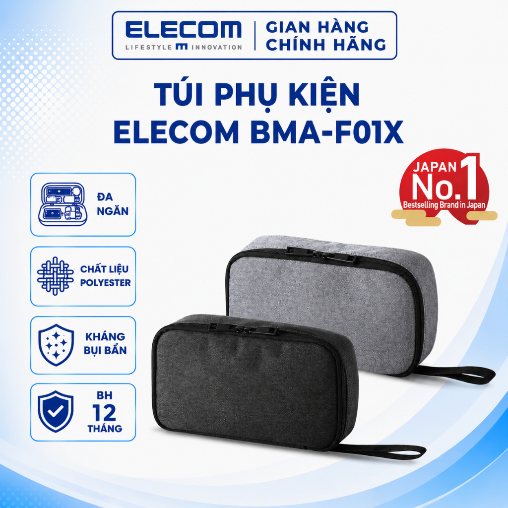 Túi phụ kiện Elecom BMA-F01X | Đa ngăn, Nhỏ gọn, Tiện lợi