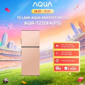 Tủ Lạnh Aqua Inverter 189 lít Màu Hồng AQR-T220FA(PS) - Bảo hành tận nhà - Freeship toàn quốc